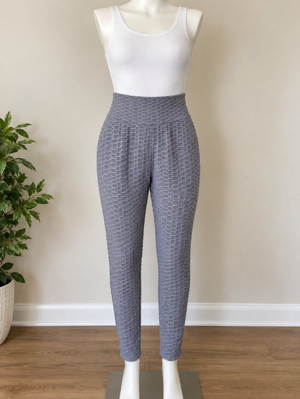 New Mix Textured Gray Leggings Women S/M